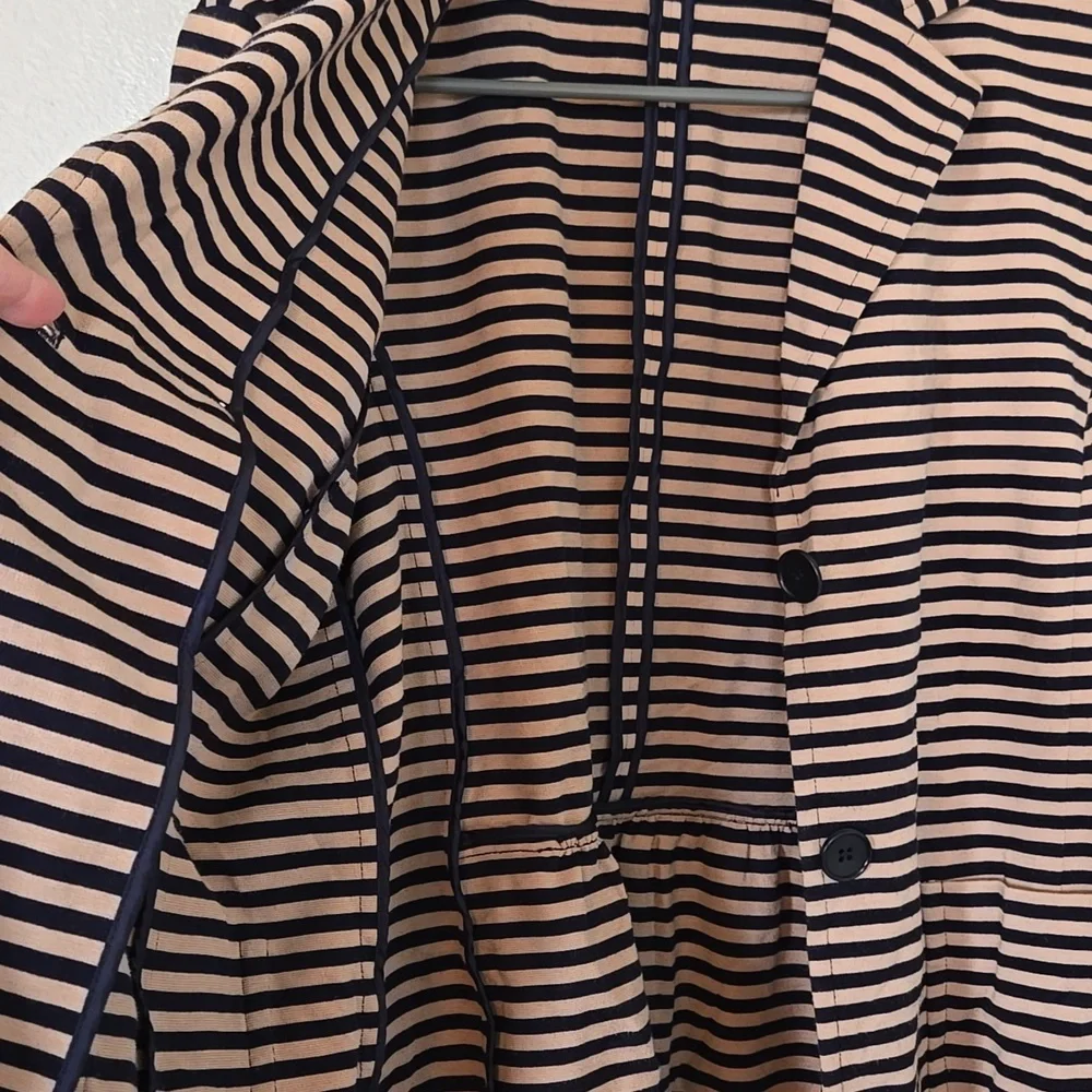 Talbots Navy Striped Knit Blazer Size Large - Picture 9 of 9